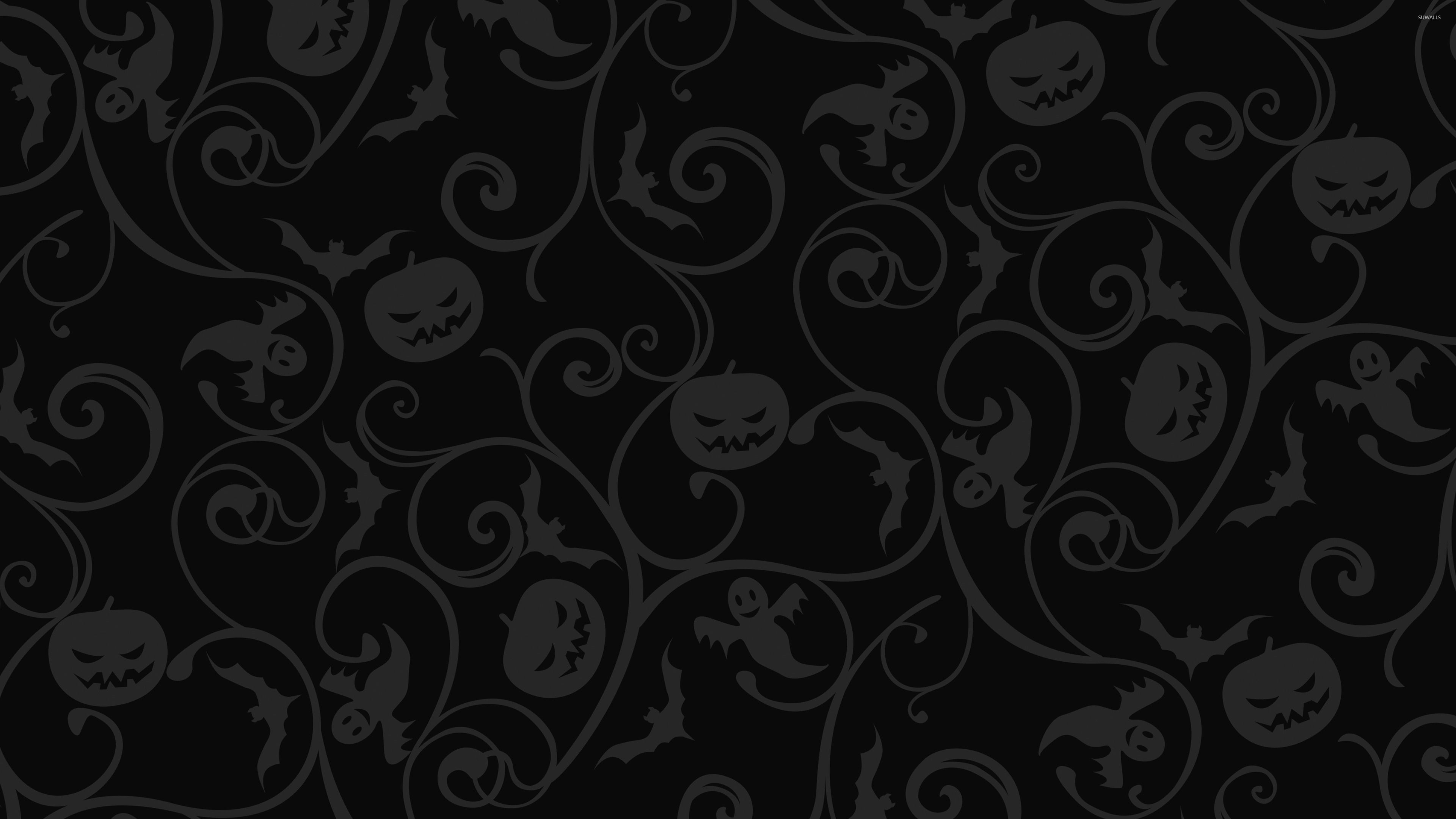 Pattern zucche pipistrelli nero Halloween, 3840x2160 UHD, PC 4K