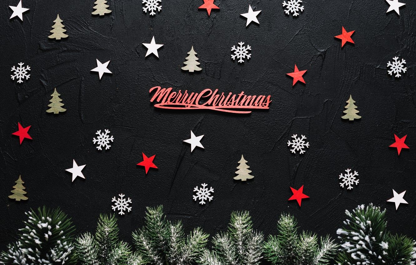 Decorazioni natalizie nere, Merry Christmas, 1332x850 720p, Laptop