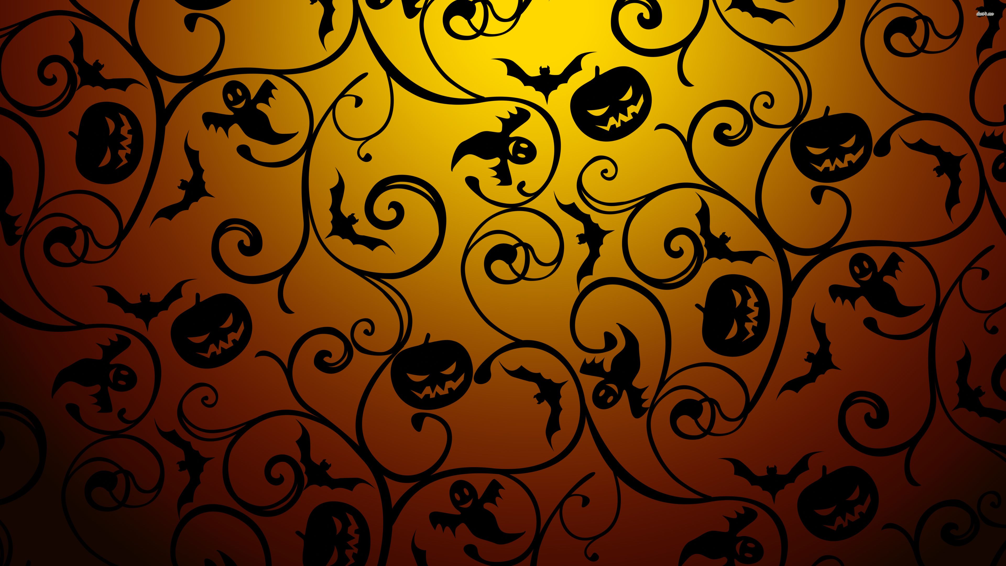 Pattern Halloween nero e arancio, 3840x2160 UHD, PC 4K
