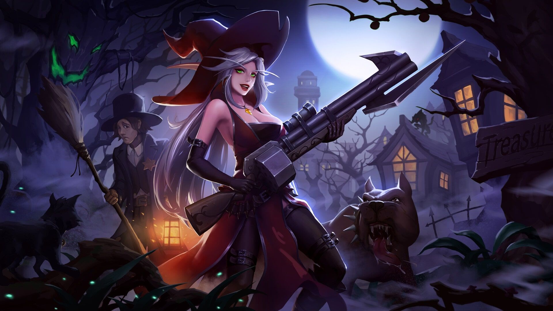 Strega fantasy con arco magico, 1920x1080 Full HD, Desktop