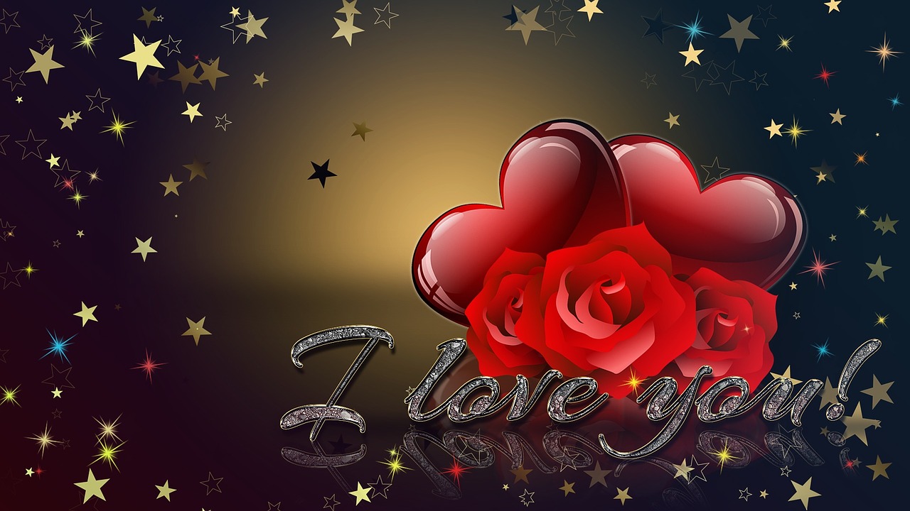 Cuori rossi e rose su nero, 1280x720 HD, Desktop