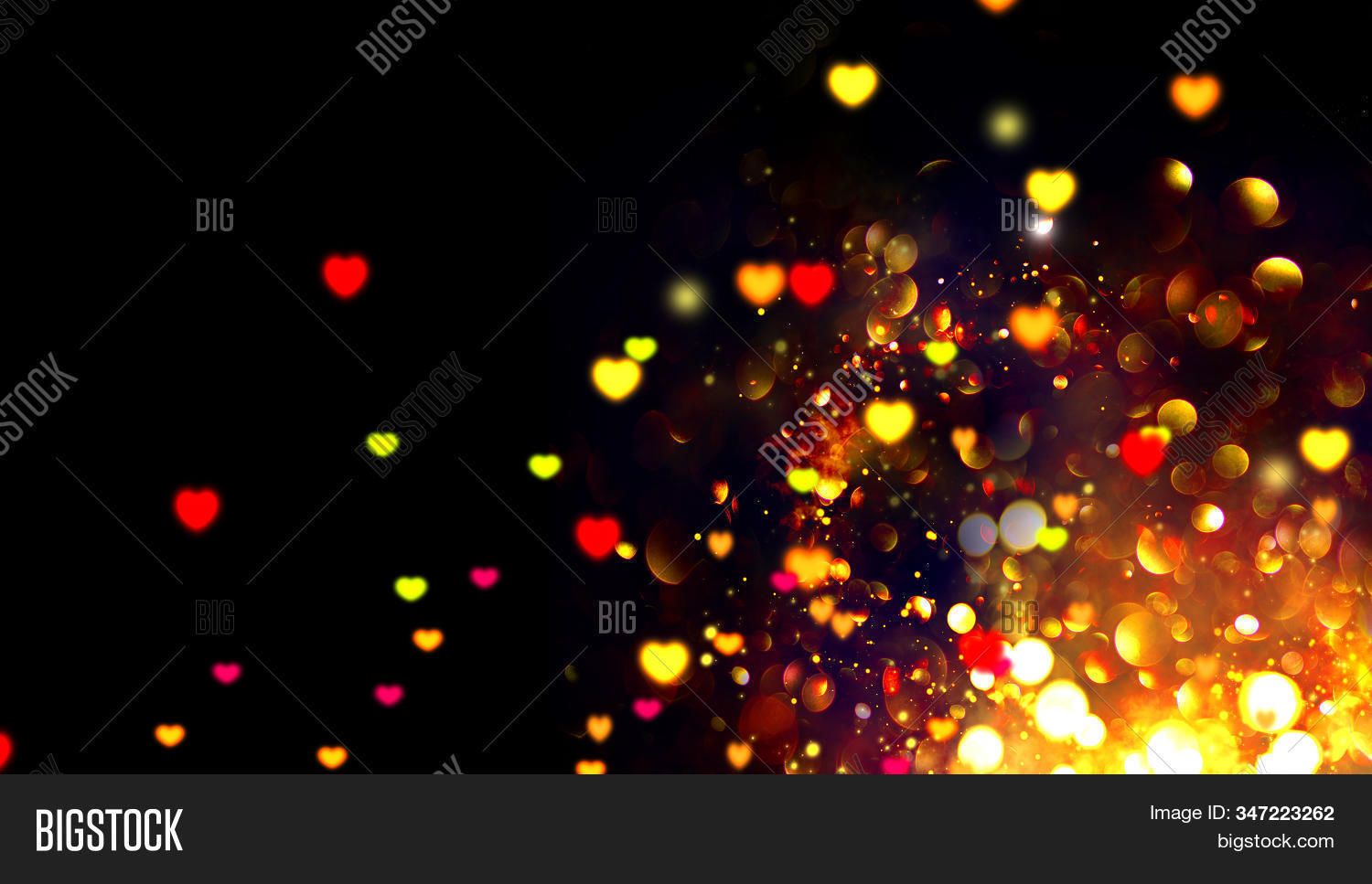 Cuori dorati luminosi sfondo nero, 1500x967 720p, Acer Nitro