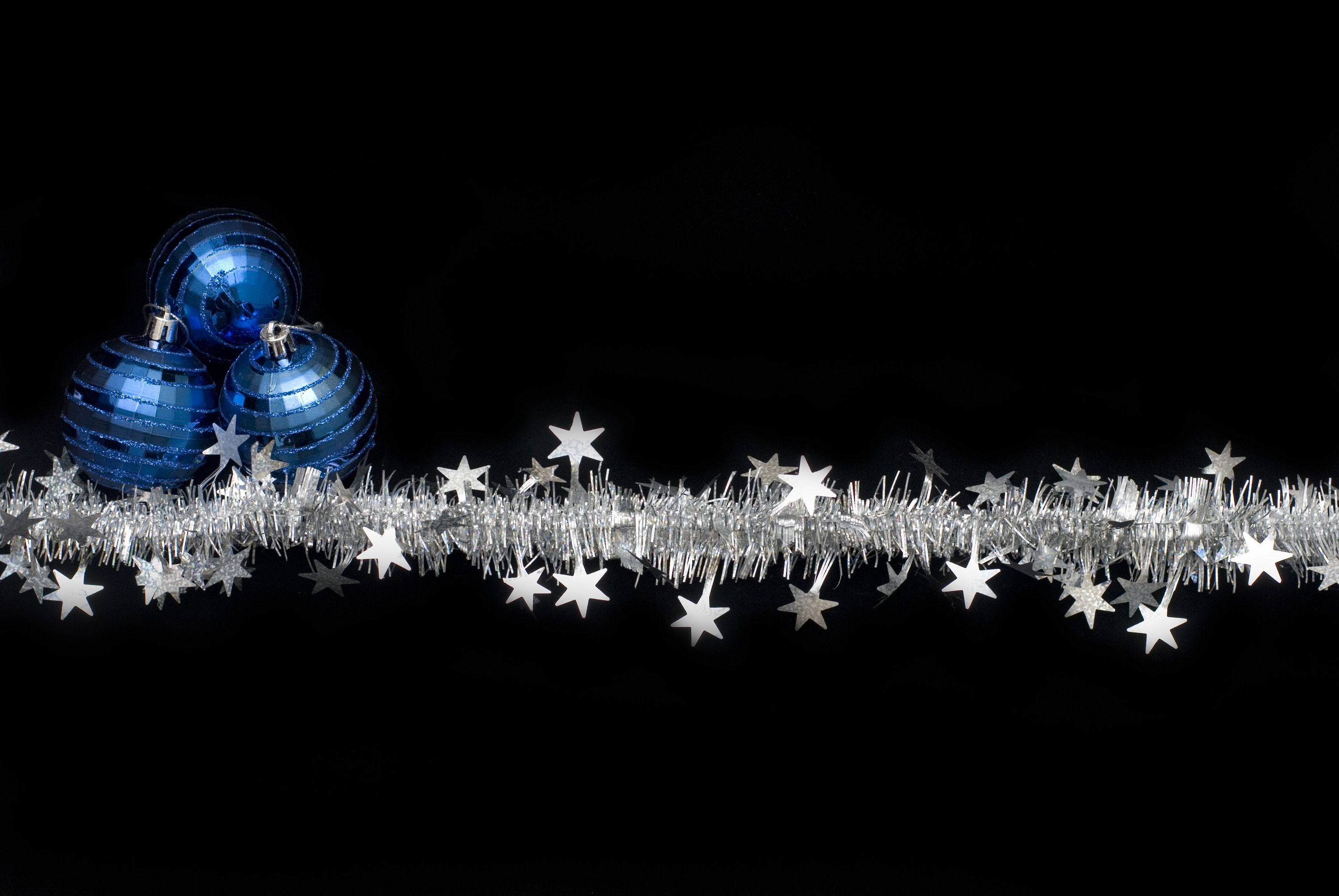 Palline blu natalizie e stelle argento, 3000x2008 WQXGA, Laptop
