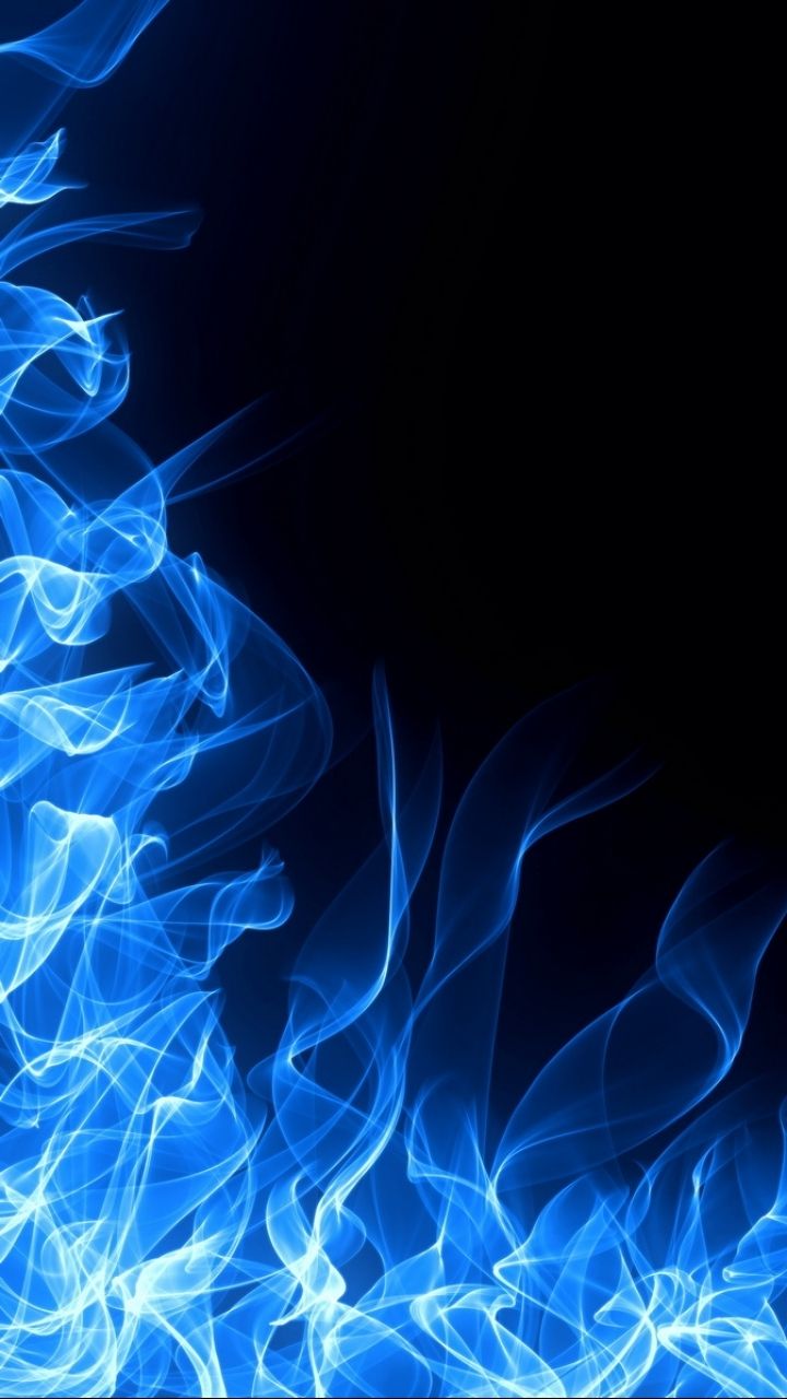 Fiamme blu su nero, 720x1280 Verticale, POCO