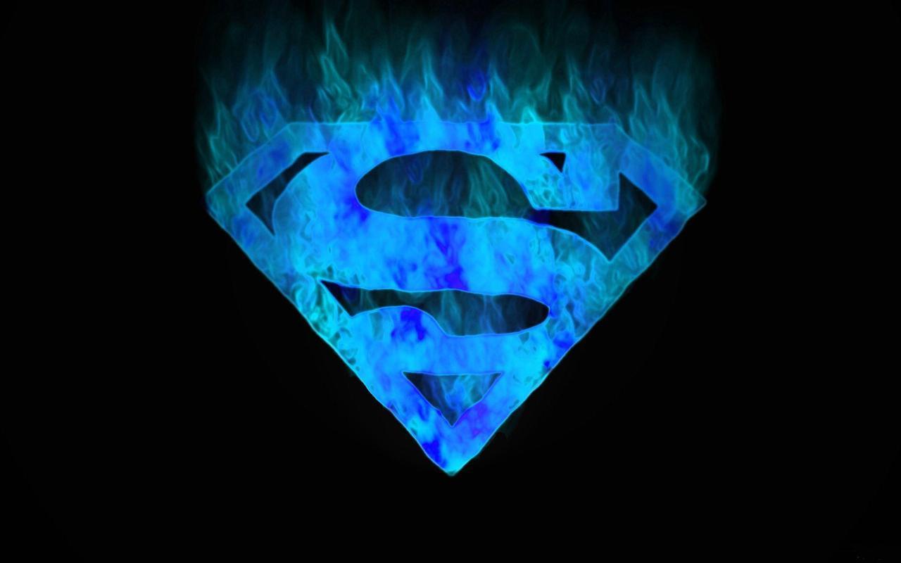 Logo Superman fiamme blu, DC Comics, 1280x800 HD, Desktop
