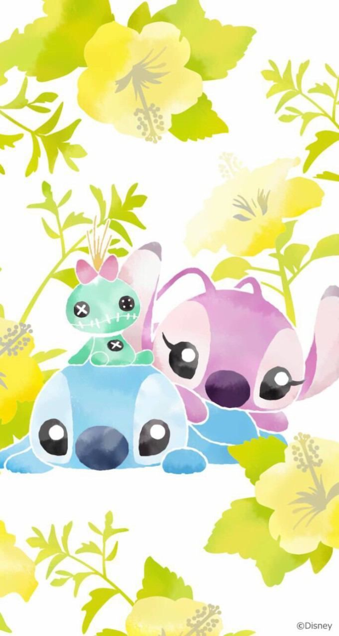 Stitch e Angel tra fiori, Disney, 679x1272 Verticale, Mobile