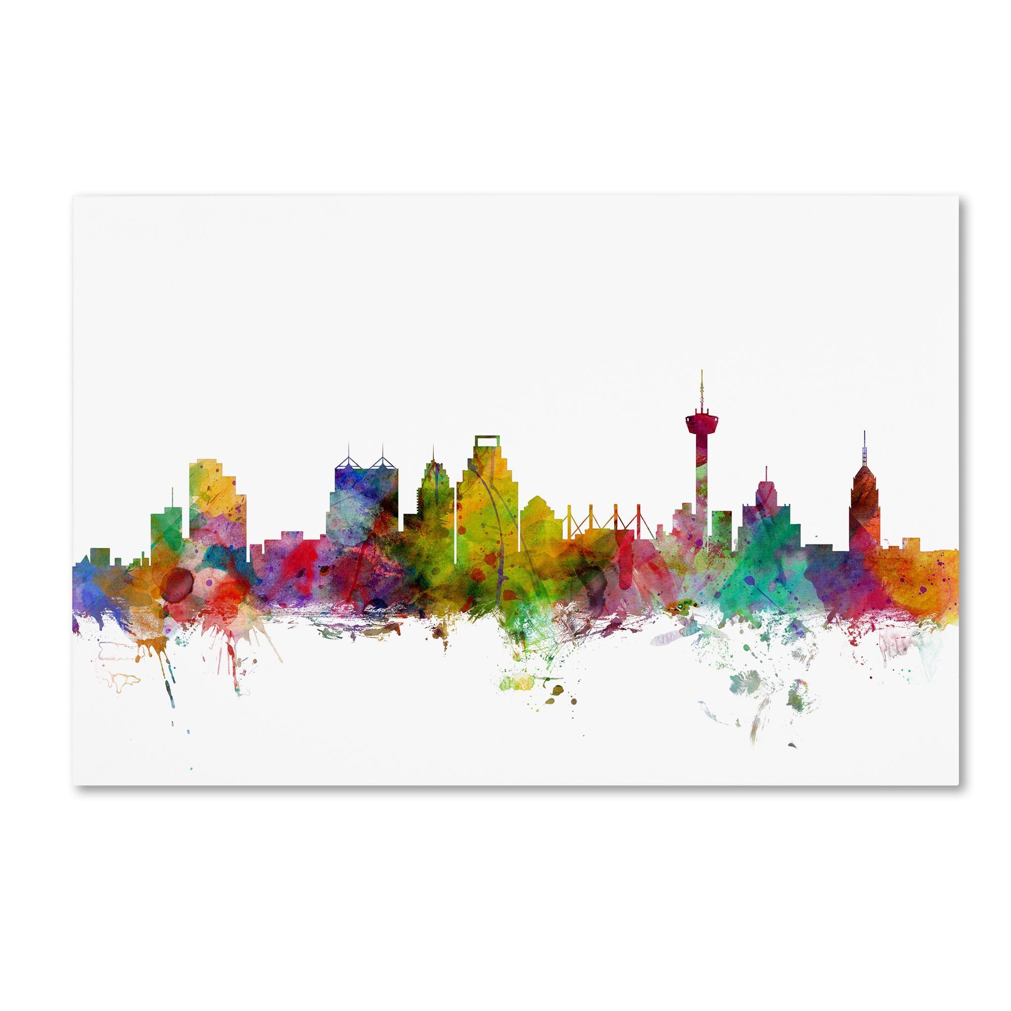 Skyline San Antonio acquerello colorato, 2000x2000 alta risoluzione, Laptop