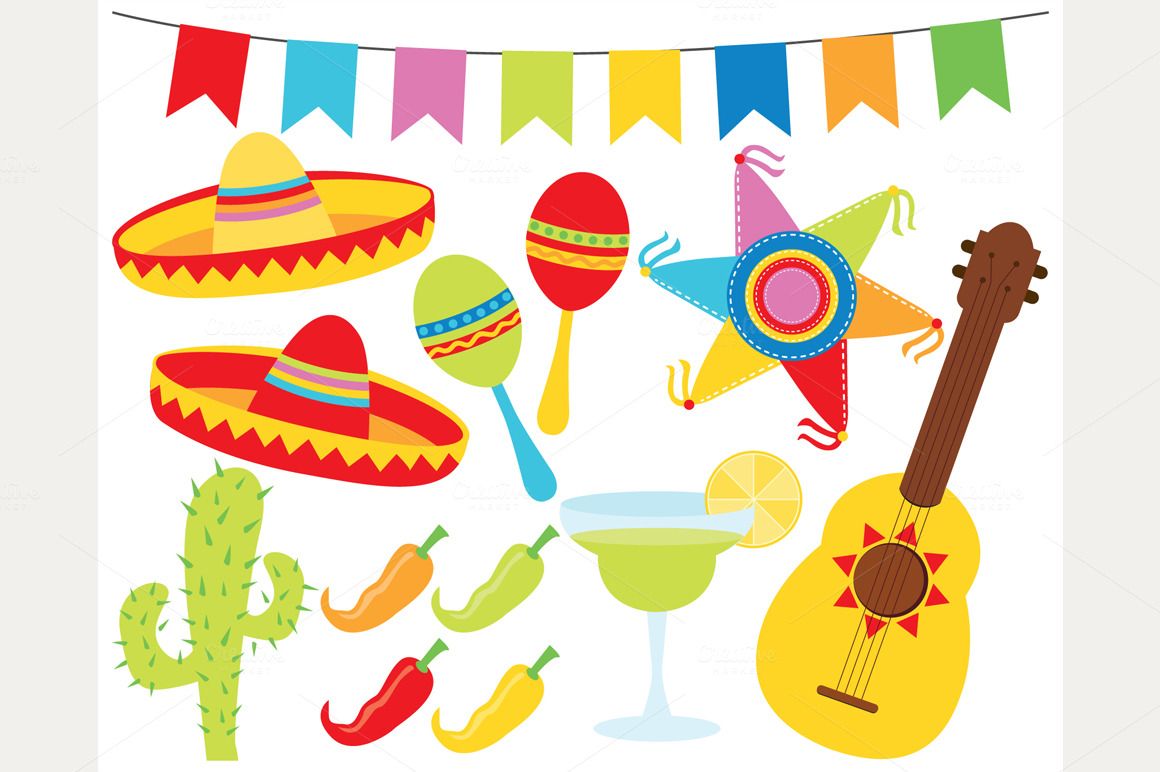 Clipart festa messicana sombrero maracas, 1160x772 HD, Desktop