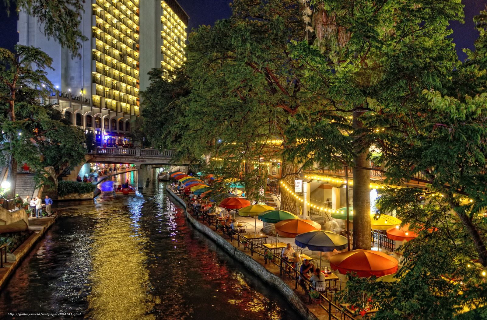 River Walk San Antonio notturno, 1600x1051 900p, Desktop