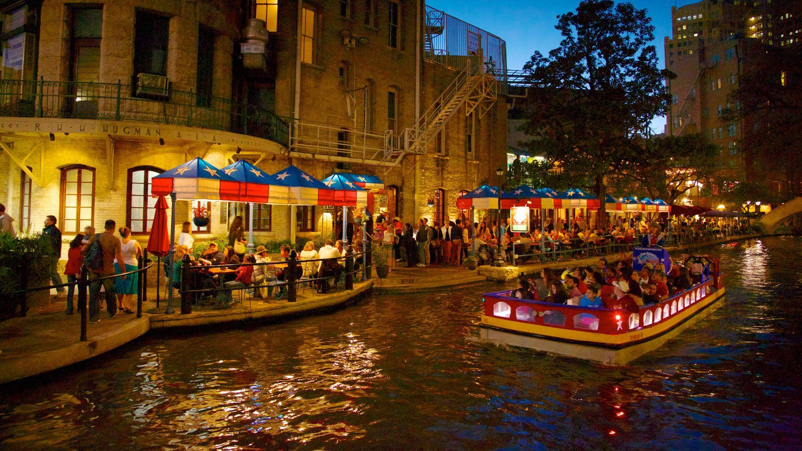 San Antonio River Walk notturno, 1600x900 HD, Desktop