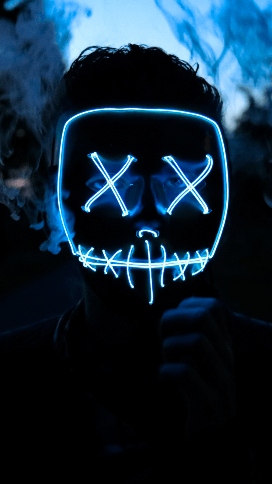 Maschera LED neon blu notturna, 900x1600 Verticale, Telefono