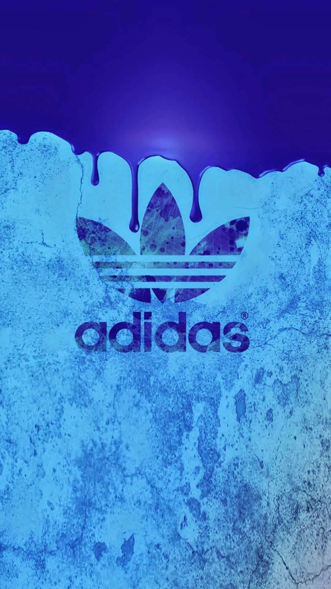 Logo Adidas blu texture, abbigliamento sportivo, 1080x1920 Verticale, Mobile