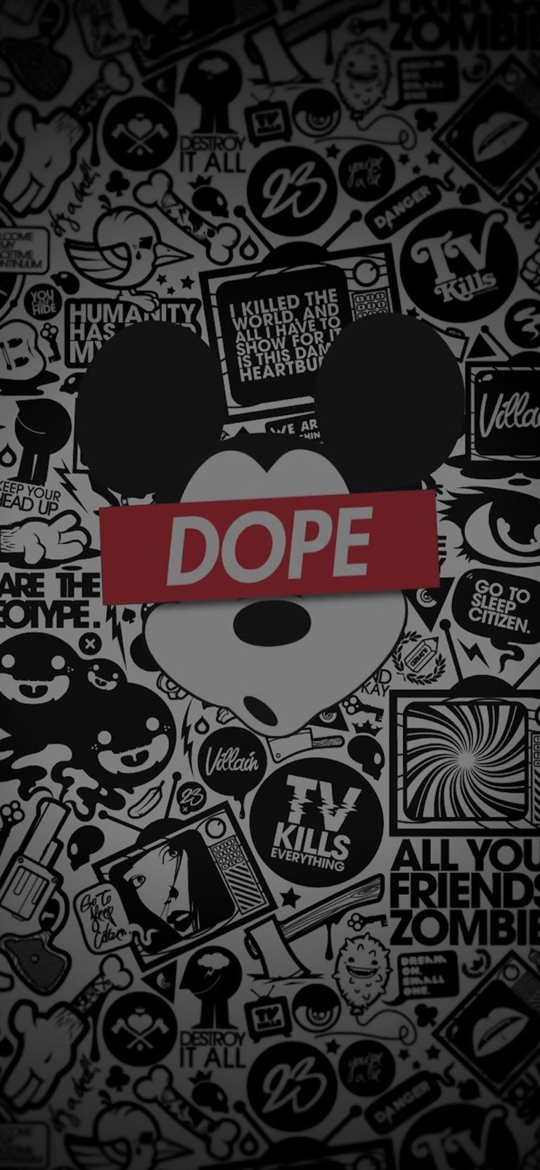 Sticker Mickey Mouse Dope, 768x1663 Full HD Verticale, Google Pixel