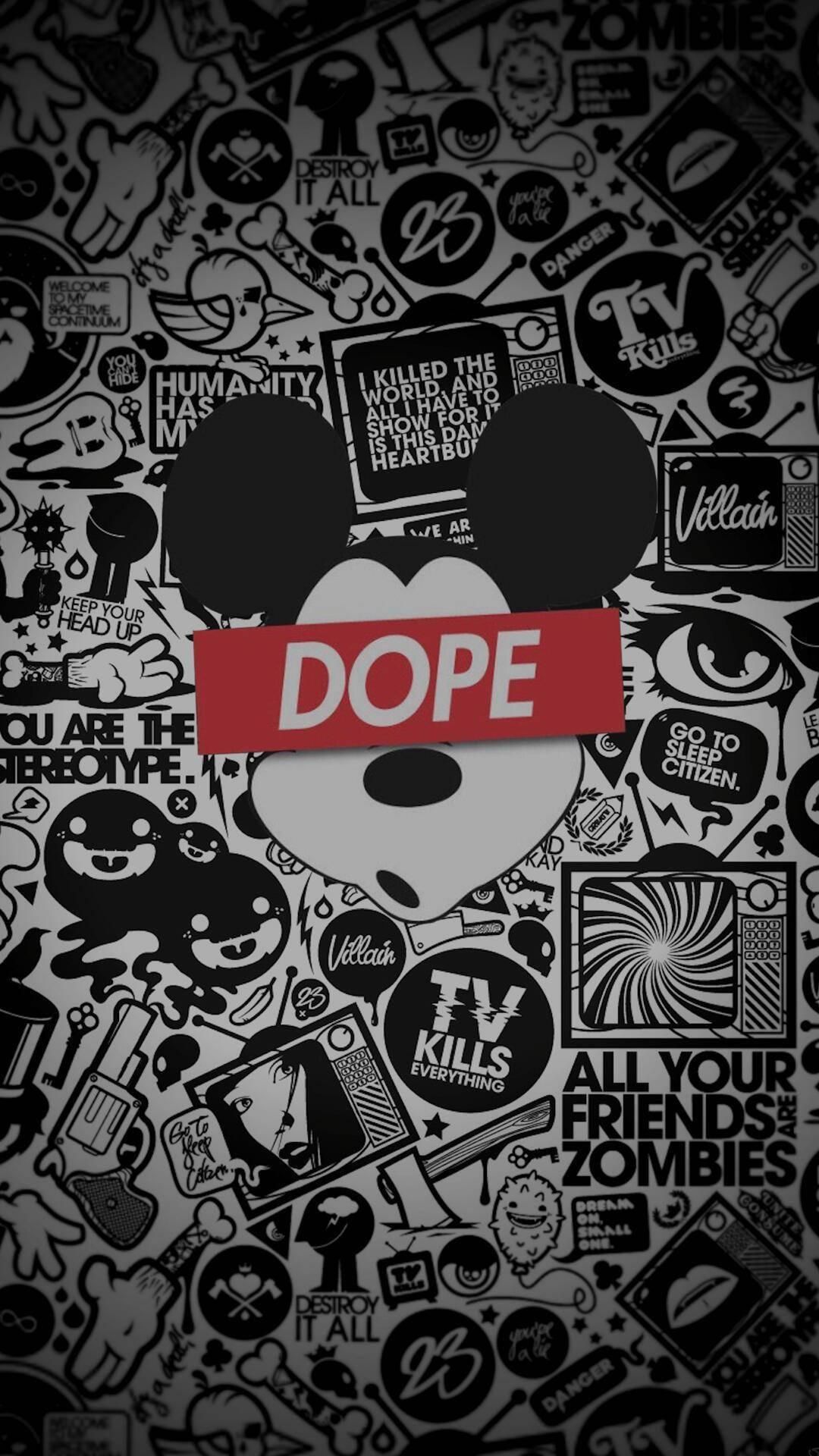 Mickey Mouse collage Dope, 1080x1920 Verticale, Mobile