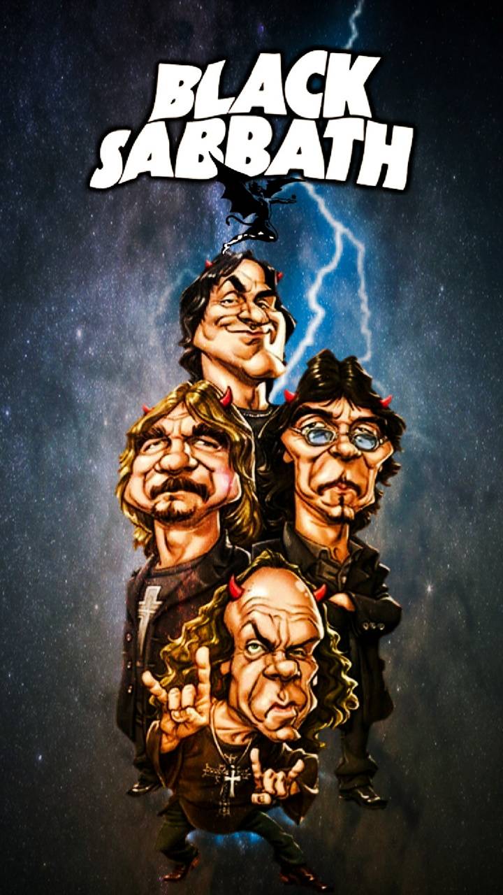 Caricatura band Black Sabbath, 720x1280 Verticale, Mobile