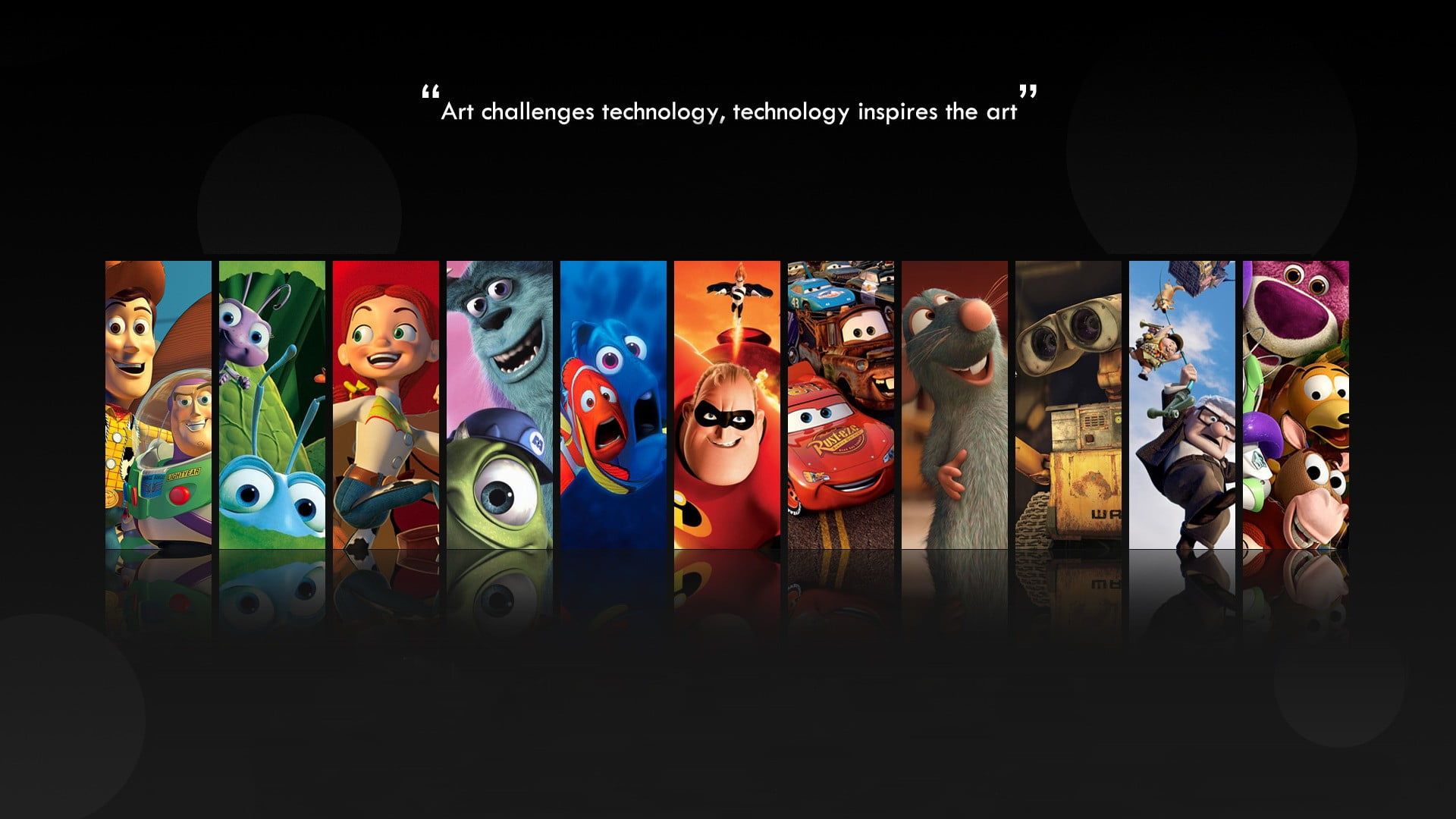 Personaggi Pixar collage sfondo nero, 1920x1080 Full HD 1080p, PC Desktop