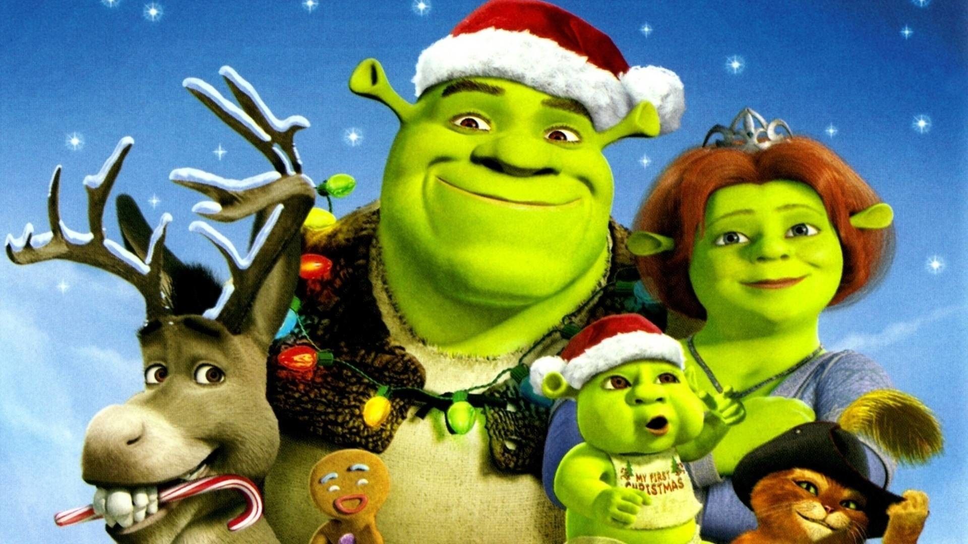 Shrek personaggi natalizi verde, 1920x1080 Full HD 1080p, PC