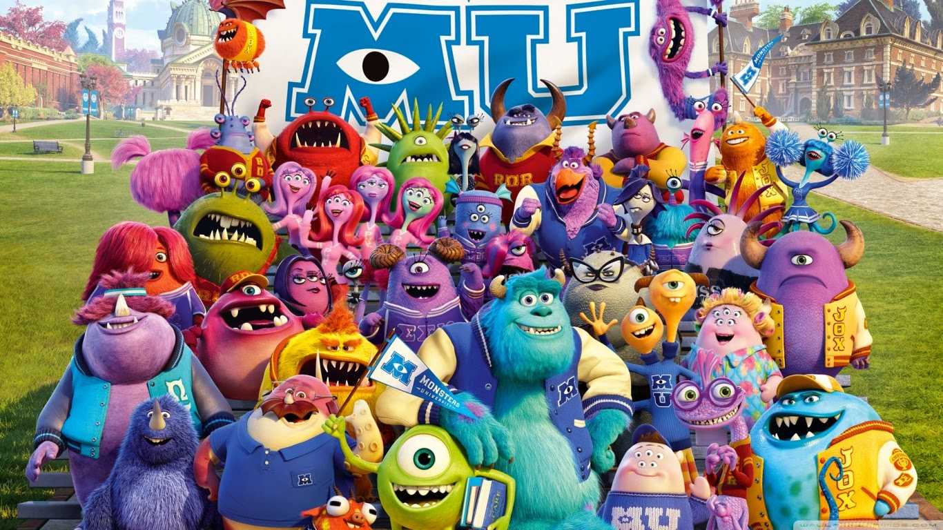 Monsters University personaggi gruppo, 1366x768 720p, PC