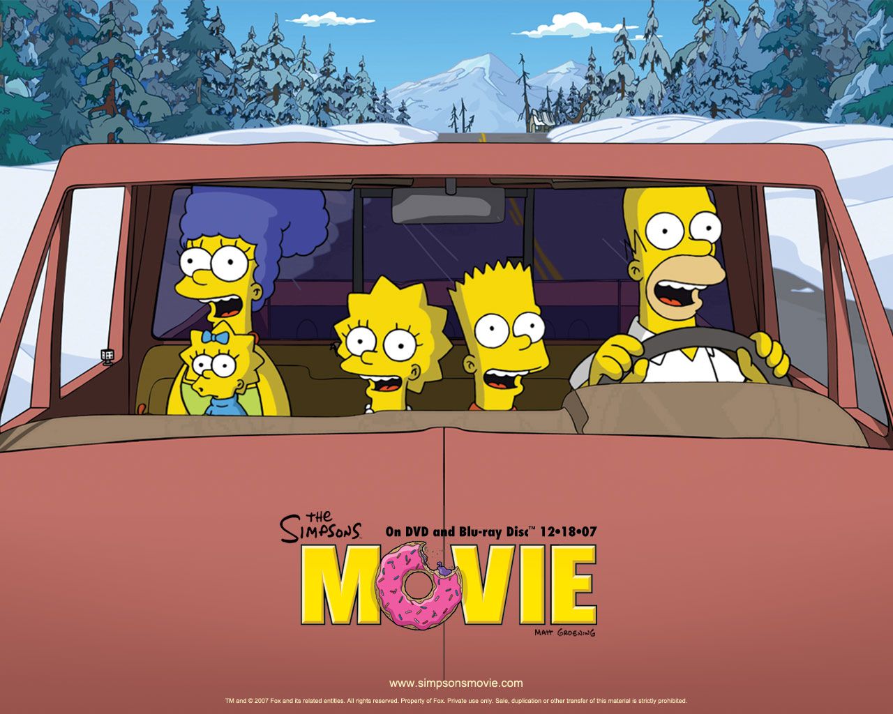 Famiglia Simpson in auto, serie animata, 1280x1024 720p, PC