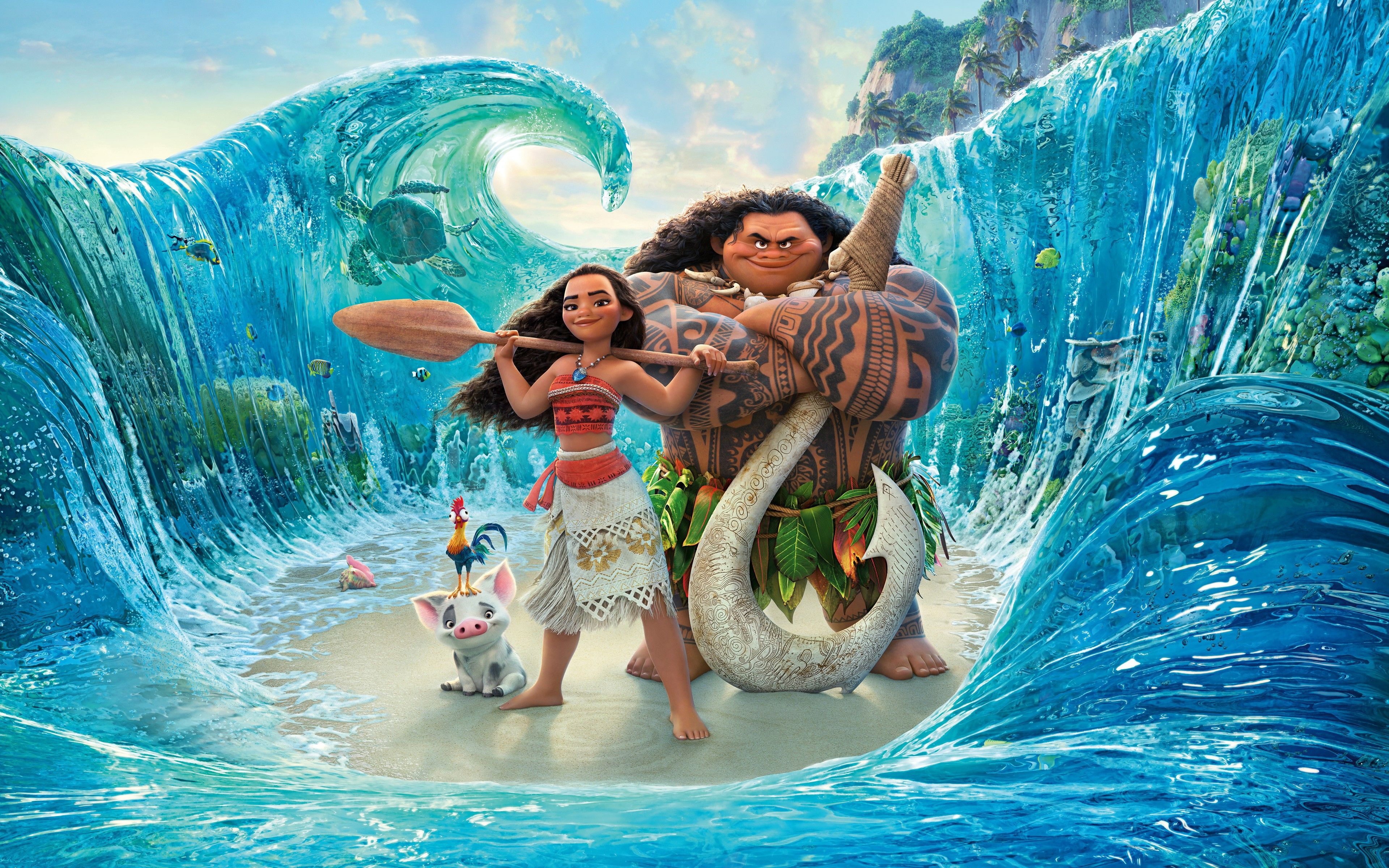 Moana e Maui, mare, 3840x2400 4K, Desktop 4K