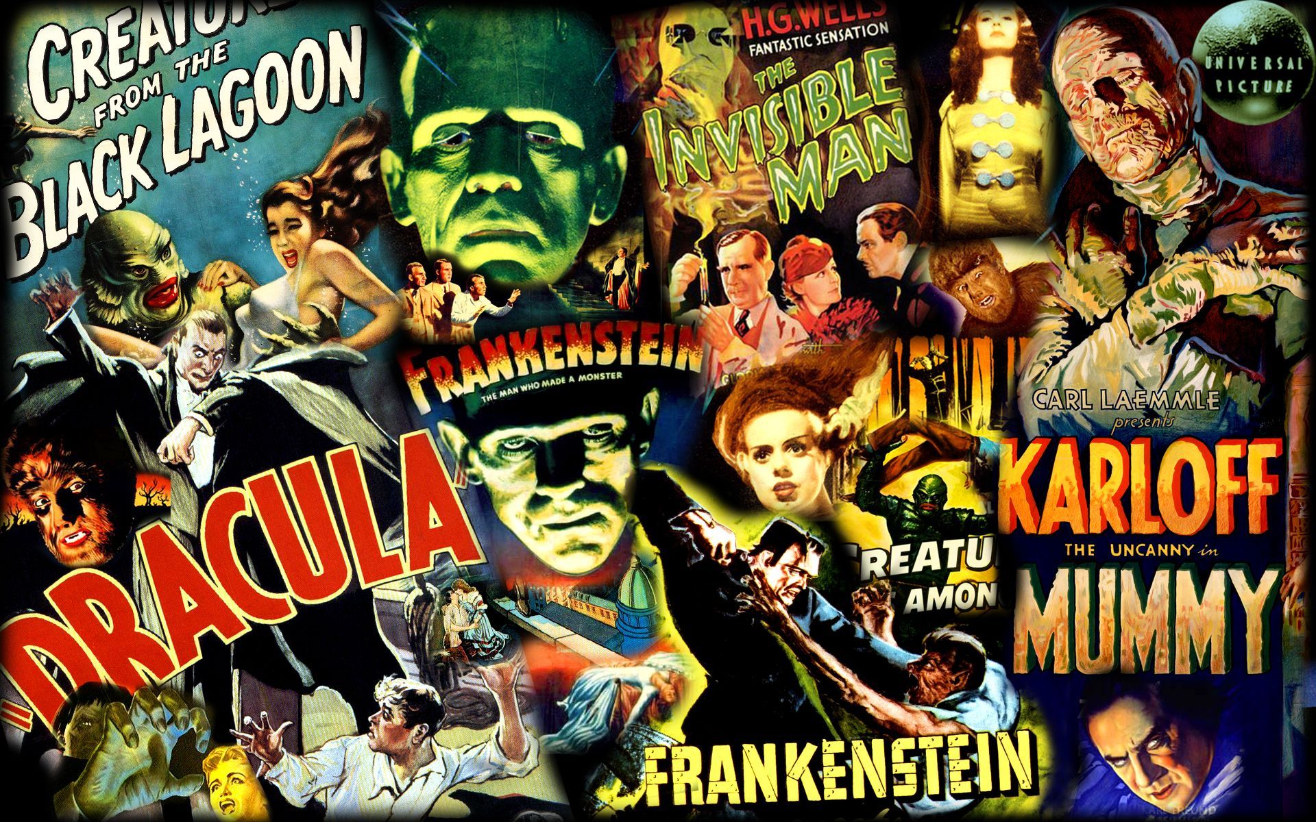 Poster film horror classici Universal, 1920x1200 Full HD+ WUXGA, PC