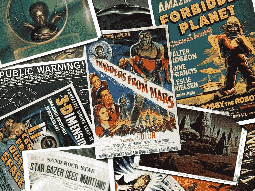 Collage poster film fantascienza anni '50, 1024x768 HD, Desktop