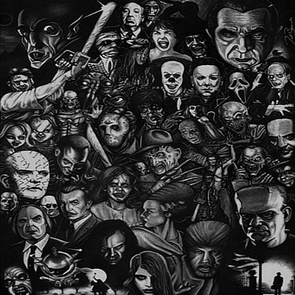 Collage personaggi film horror, 1021x1021 HD, Desktop
