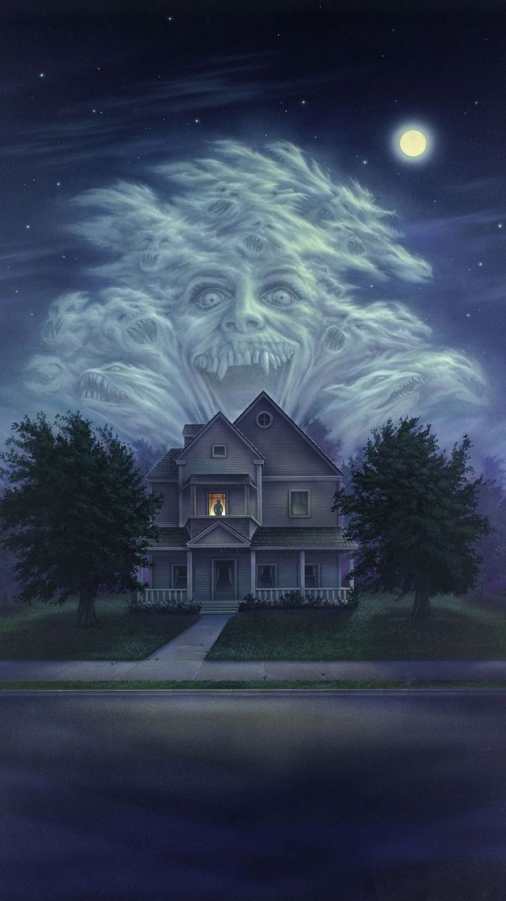 Casa infestata con volti nel cielo, 719x1280 Verticale, Telefono