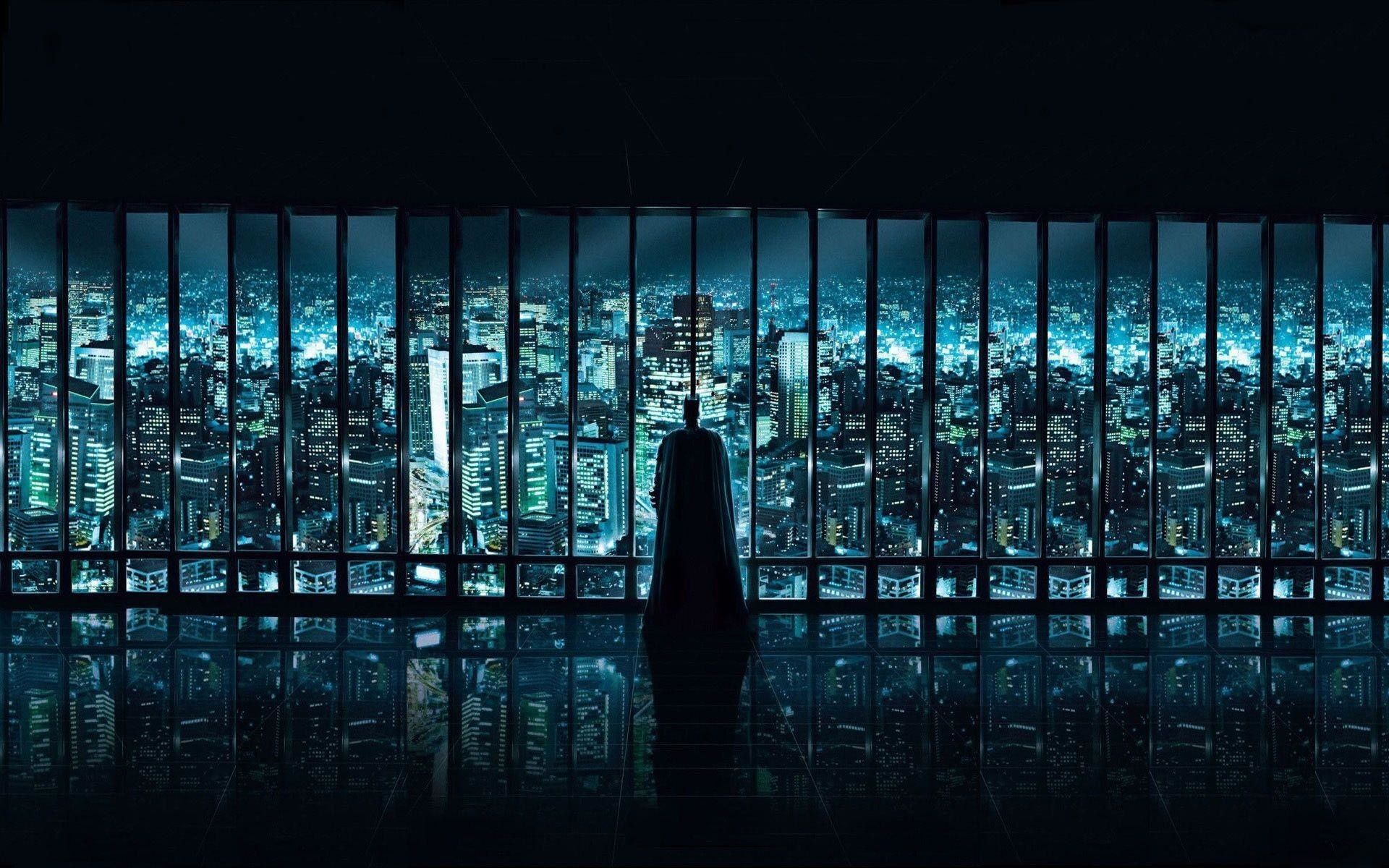 Batman silhouette finestra città, DC Comics, 1920x1200 Full HD+, Desktop