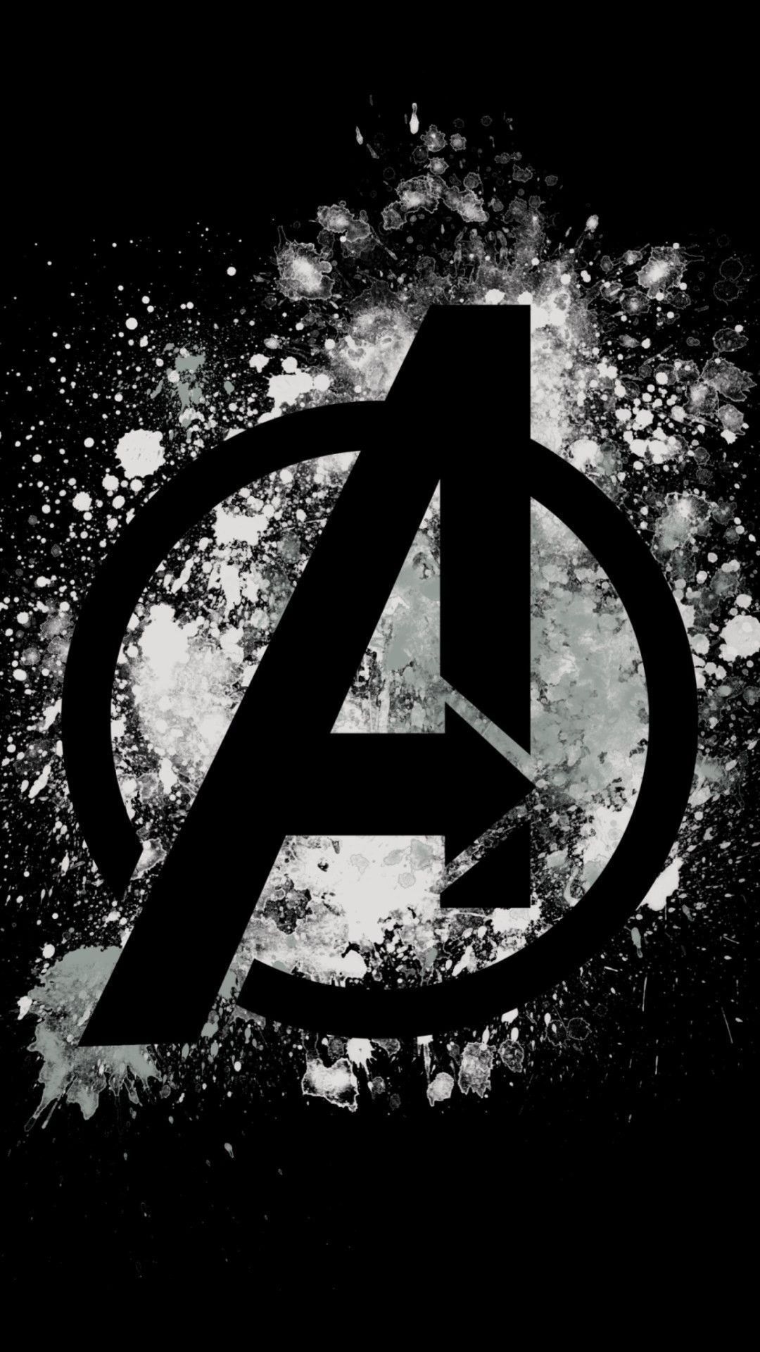 Logo Avengers bianco e nero, Marvel, 1080x1920 Verticale, Telefono