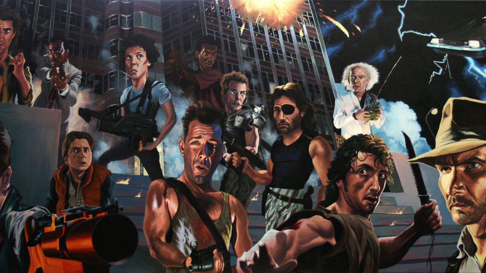 Collage personaggi film anni 80, 1920x1080 Full HD, PC Desktop