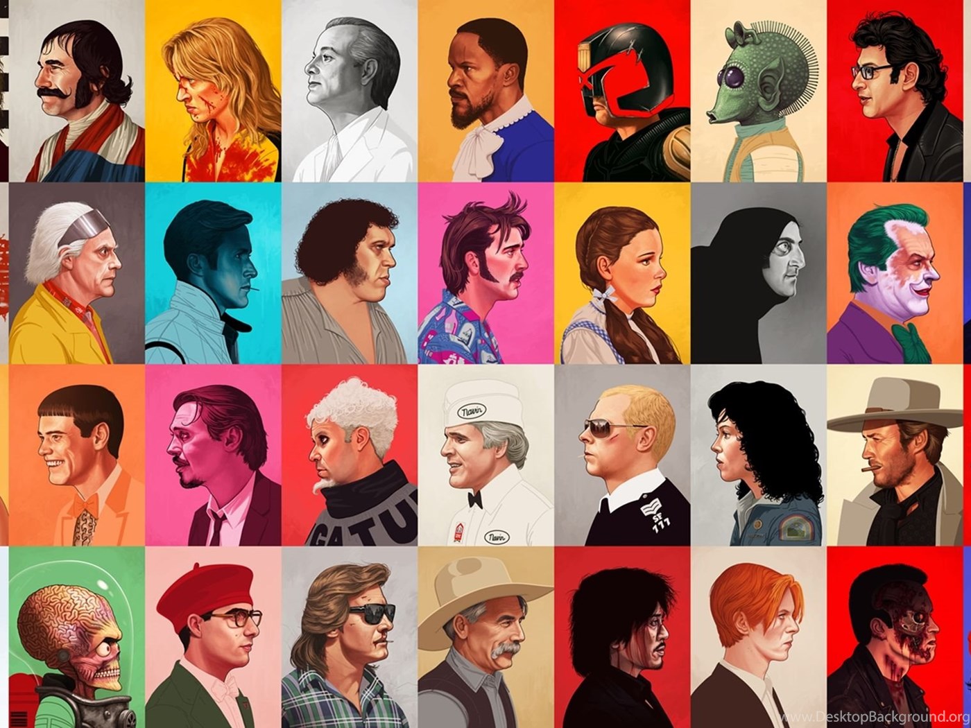 Ritratti illustrati personaggi film classici, 1400x1050 720p, PC