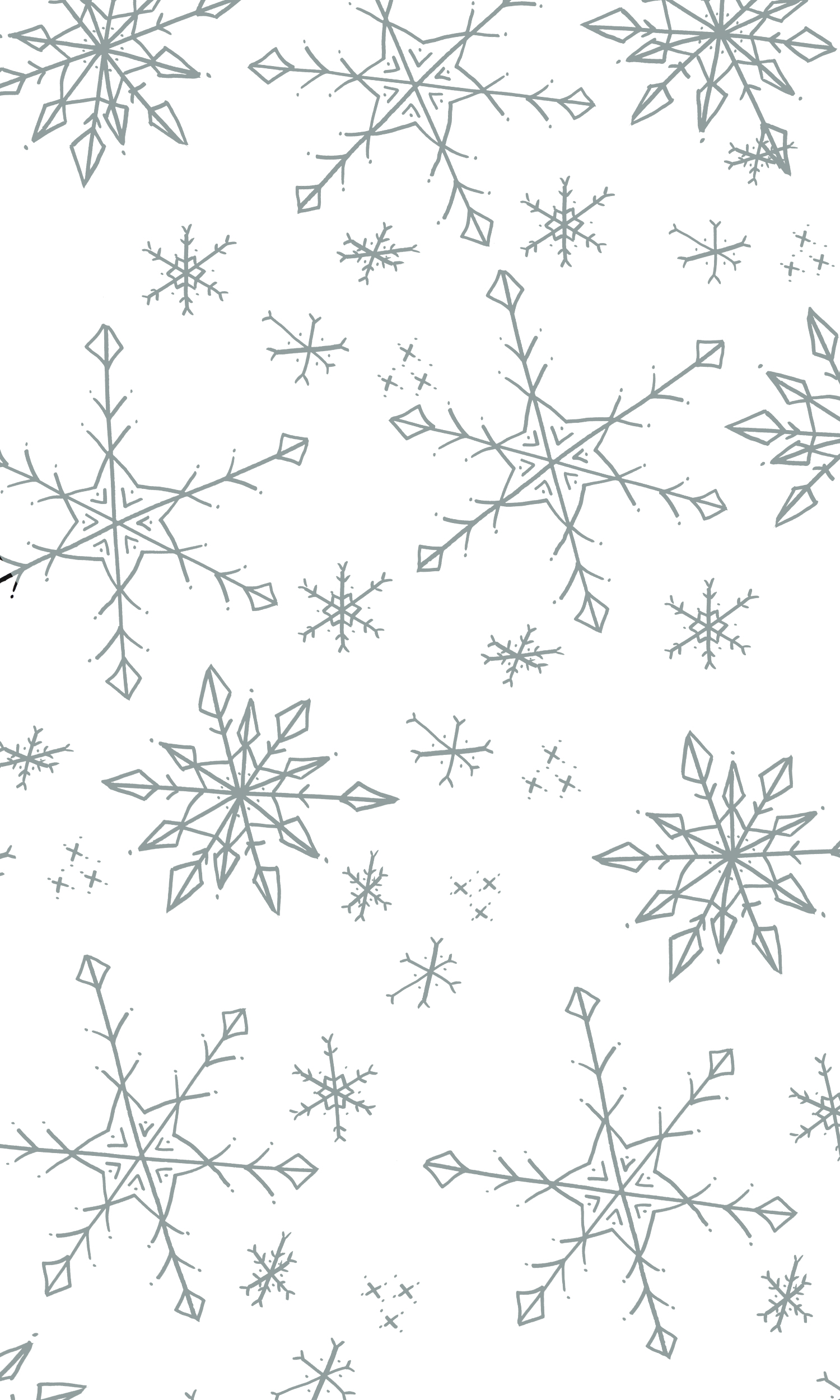 Fiocchi di neve disegnati grigi, 1500x2500 Verticale, Xiaomi