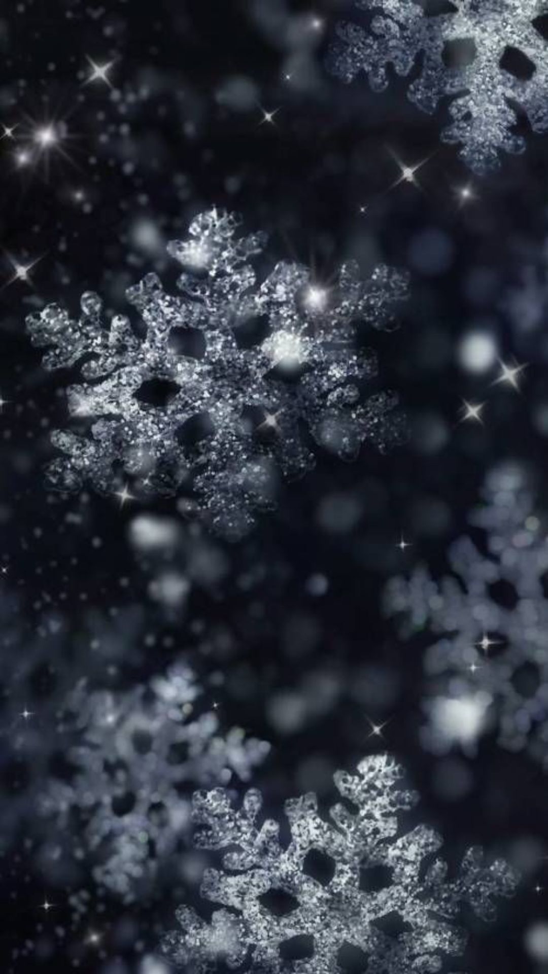 Fiocchi di neve su sfondo scuro, 1080x1920 Verticale, Mobile