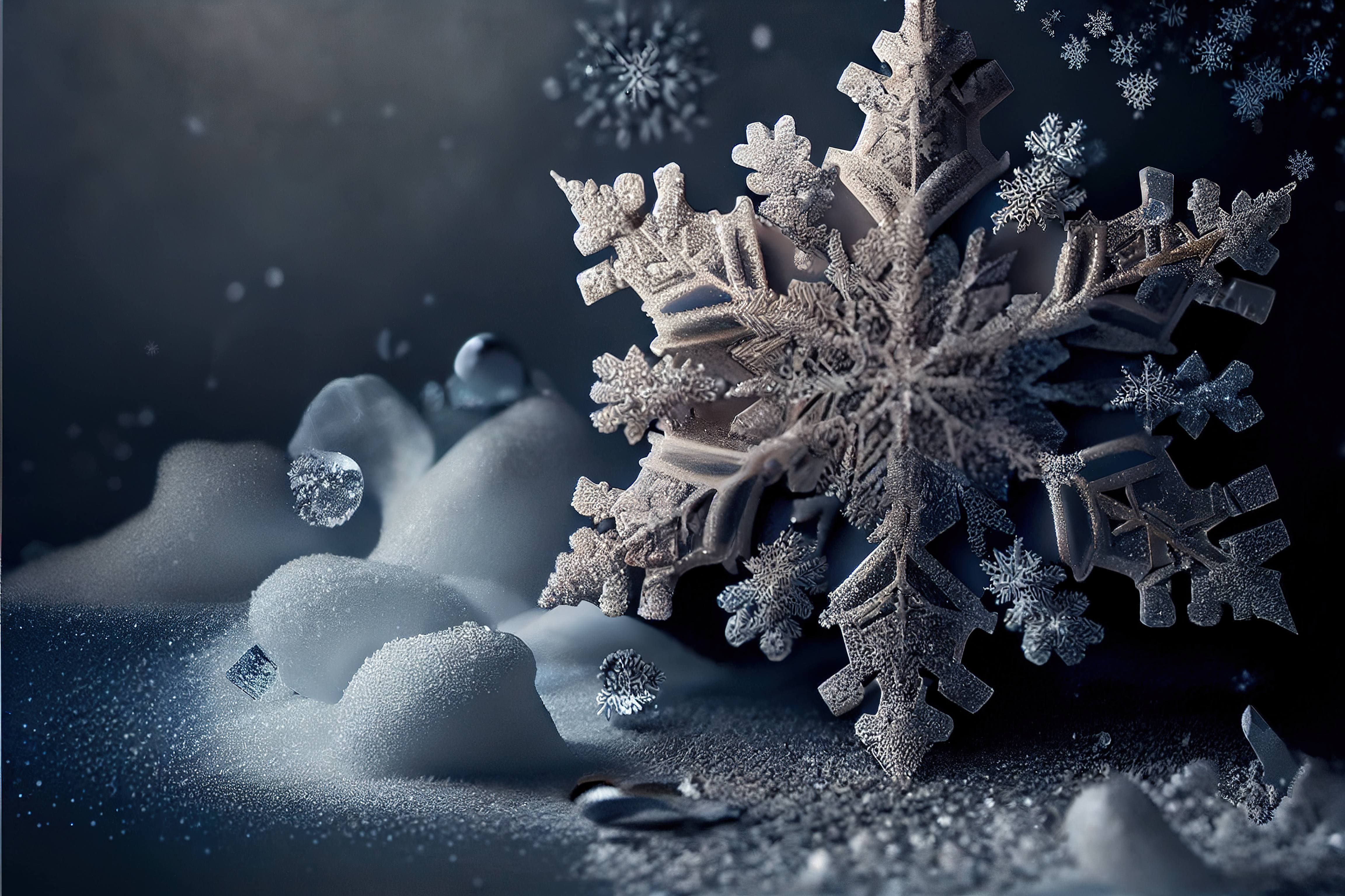 Fiocco di neve con gocce d'acqua, 4608x3072 4K Ultra HD, Monitor 4K