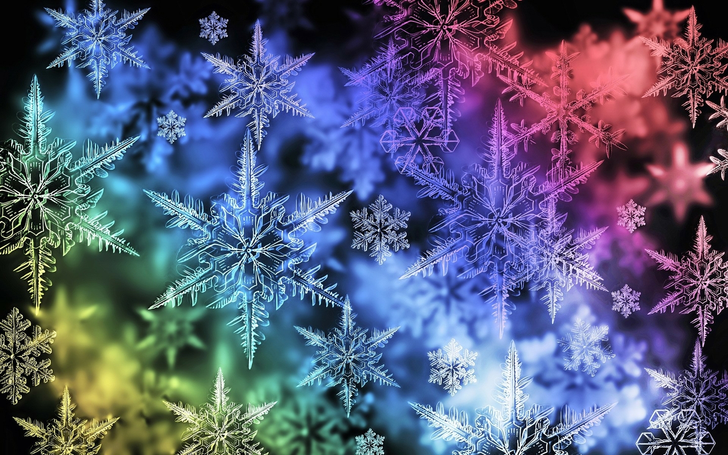 Fiocchi di neve colorati luminosi, 1440x900 720p, Laptop