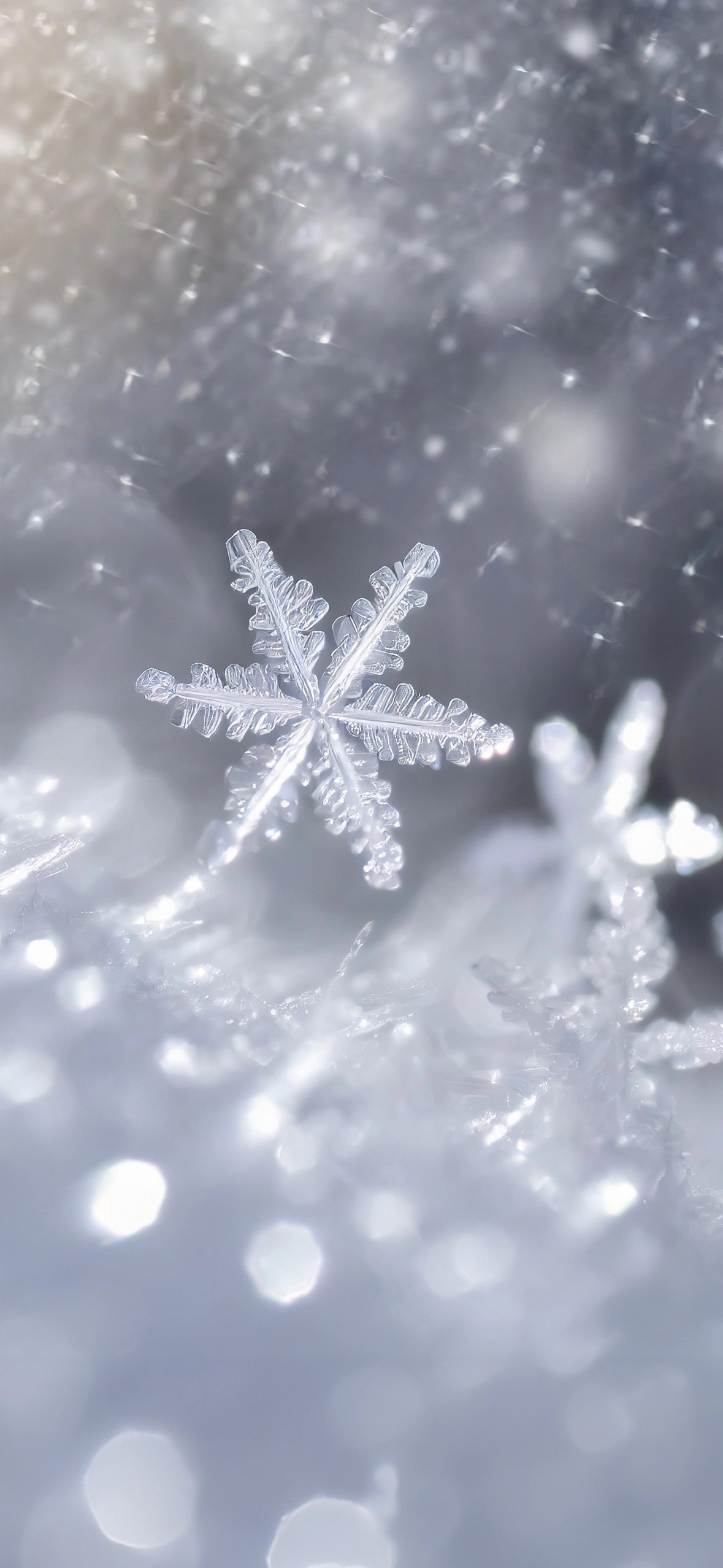 Fiocchi di neve bianchi sfocati, 1179x2556 Verticale, Mobile