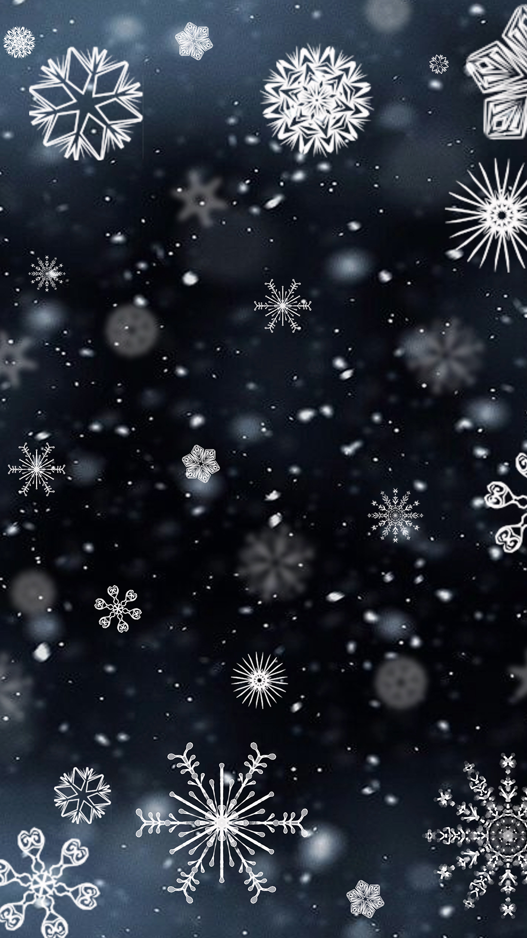 Fiocchi di neve bianchi sfondo scuro, 1080x1920 Full HD Verticale, iPhone