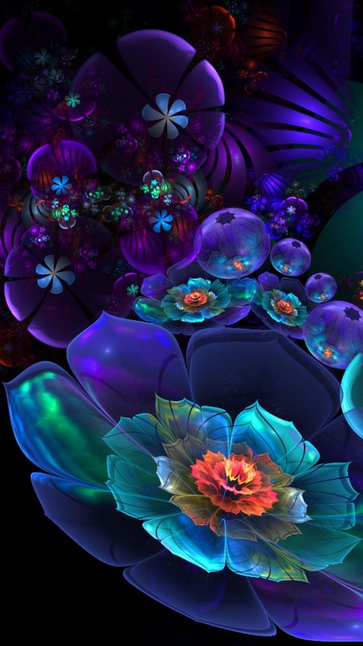 Fiori al neon astratti, 720x1280 Full HD Verticale, iPhone
