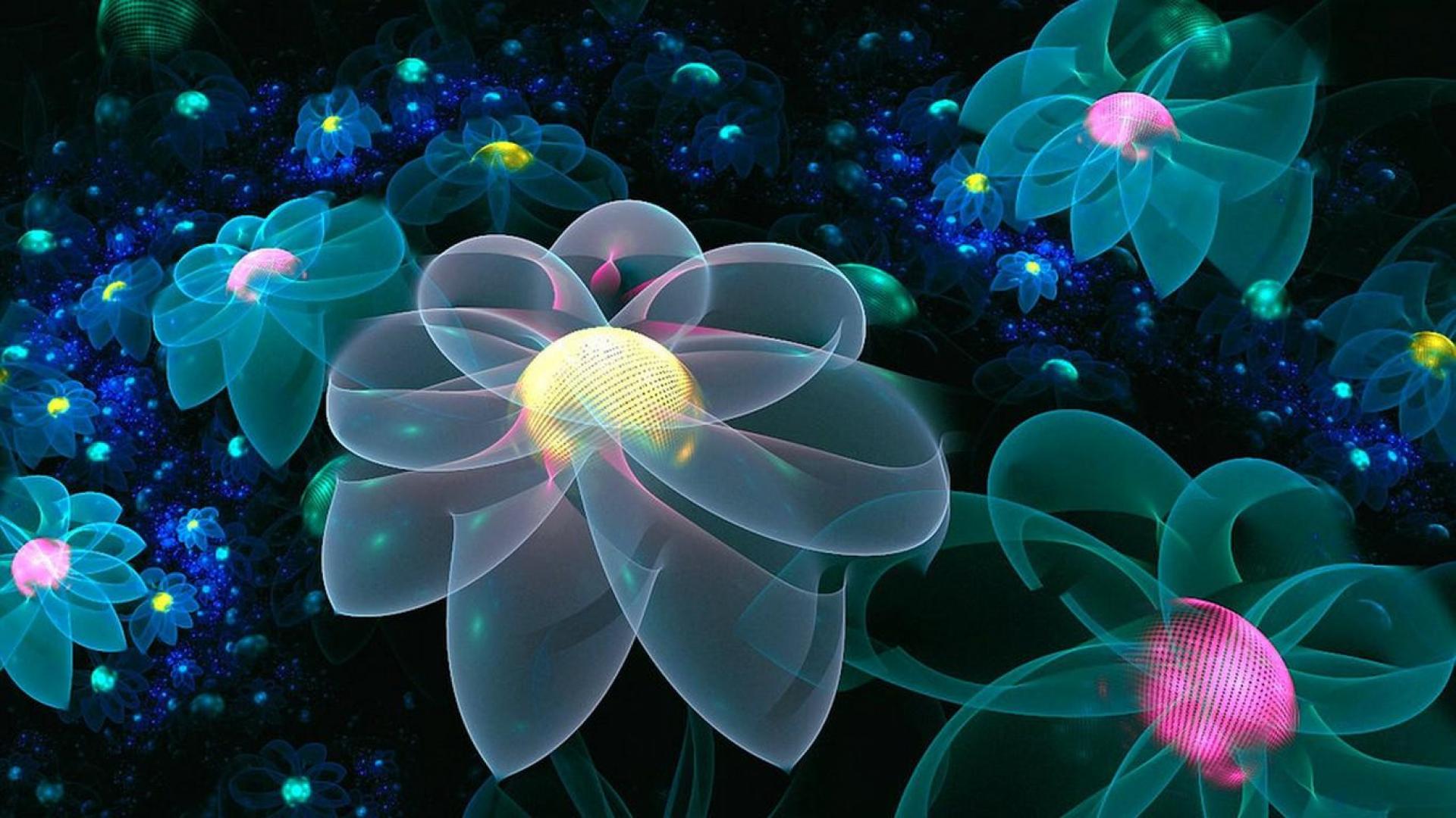 Fiori al neon astratti blu, 1920x1080 1080p, PC Desktop