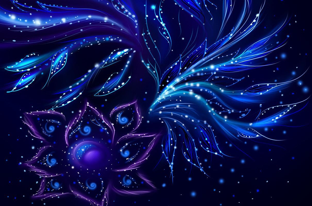 Fiori al neon blu viola, 1211x800 HD, Laptop