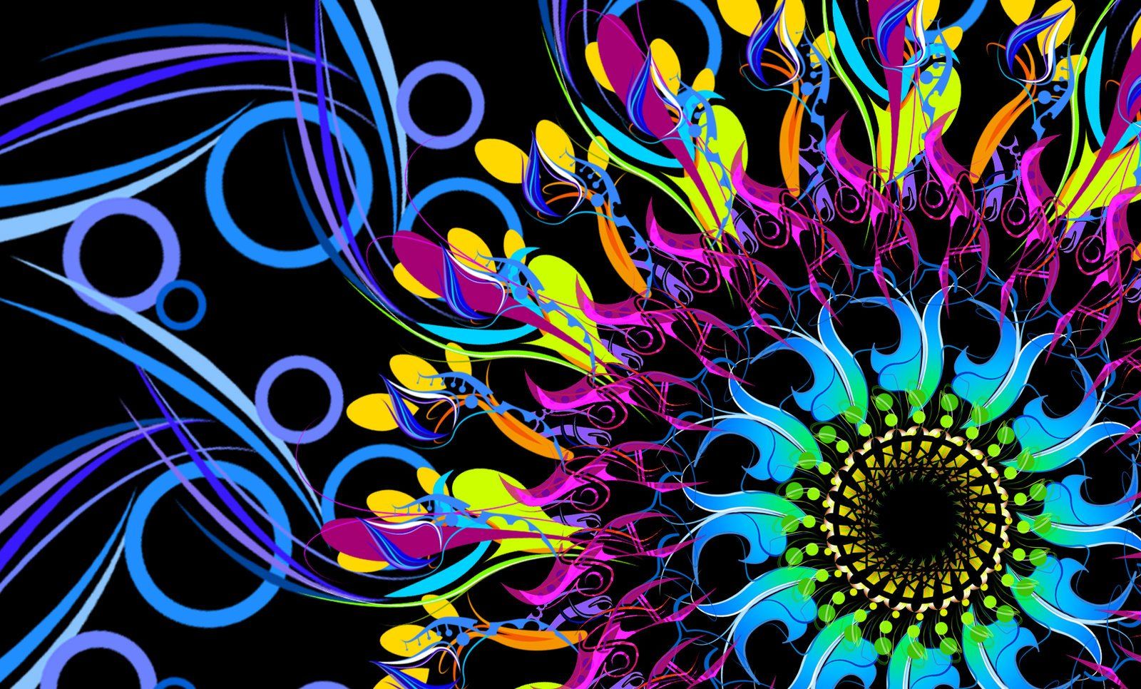 Fiori astratti al neon, 1600x966 HD, Desktop