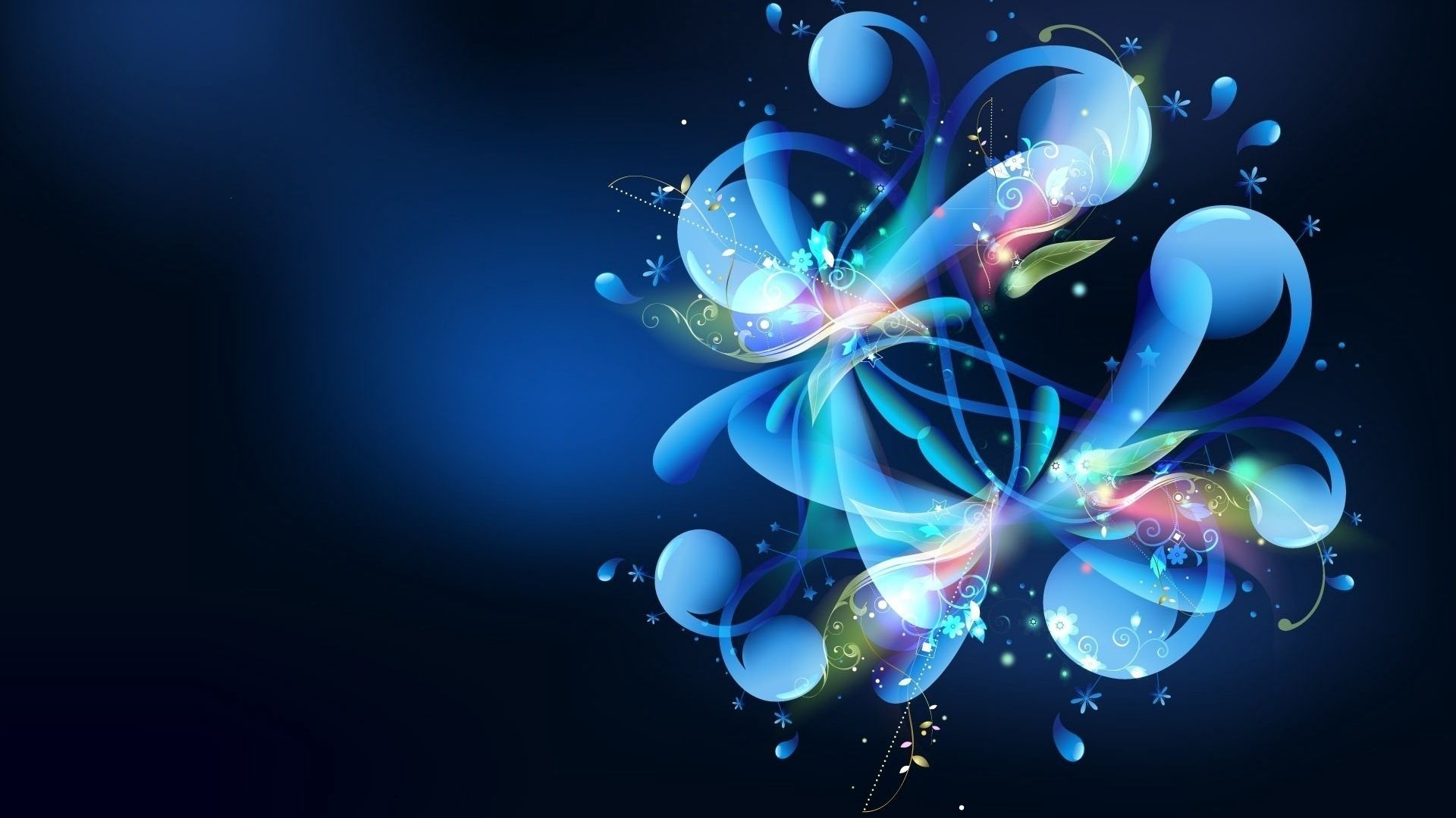 Fiore astratto neon blu, 1920x1080 Full HD 1080p, Desktop