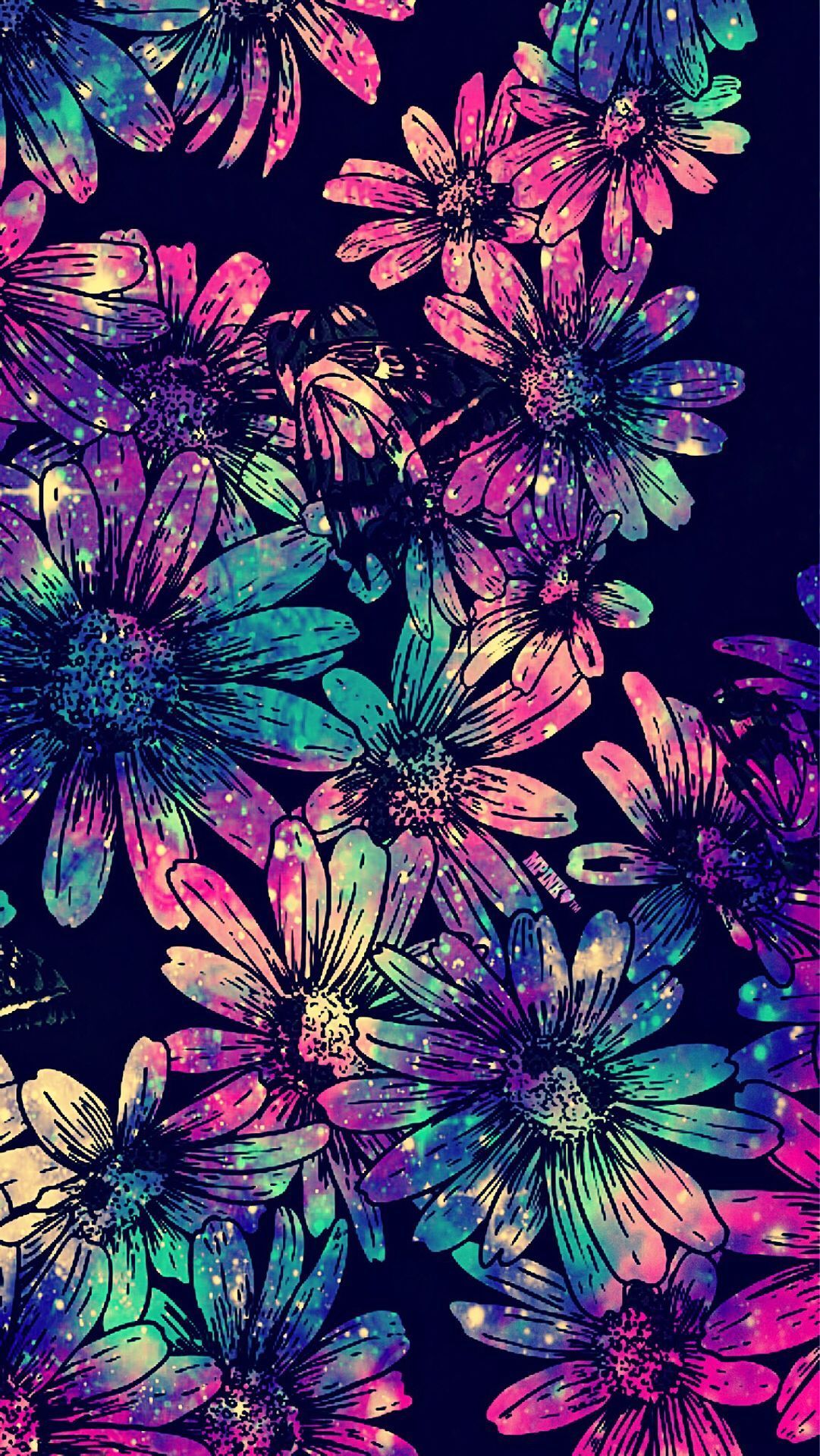 Fiori al neon colorati, 1081x1920 Full HD Verticale, Smartphone