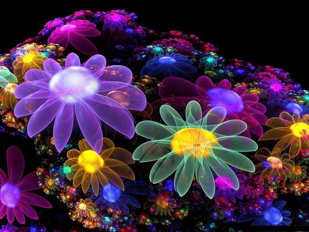 Fiori al neon colorati, 1024x768 HD, Desktop