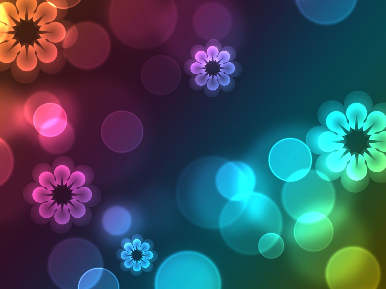 Fiori al neon colorati bokeh, 1280x960 720p, PC