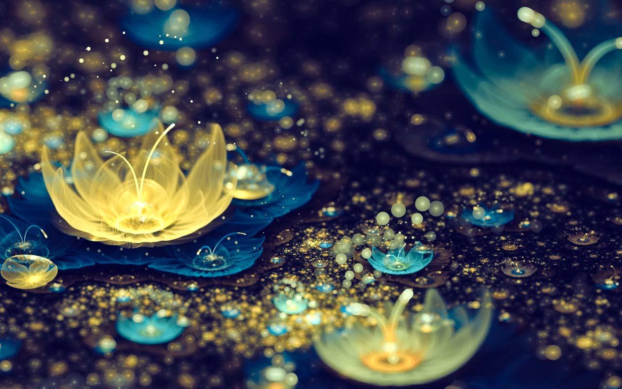 Fiori di loto luminosi neon, 1280x800 HD, Desktop