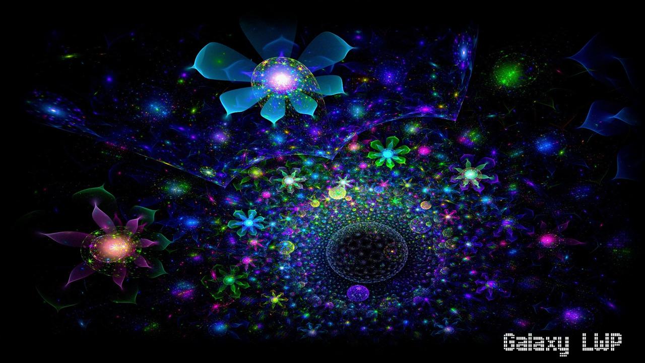 Fiori al neon su sfondo scuro, 1280x720 HD, Desktop