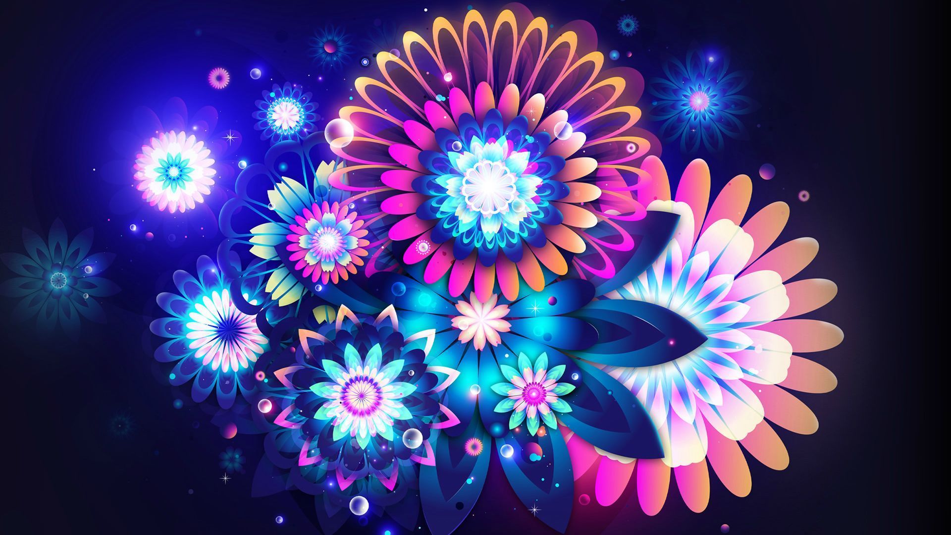 Fiori al neon colorati astratti, 1920x1080 Full HD 1080p, PC