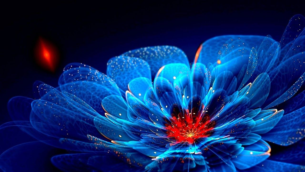Fiore blu neon luminoso, 1280x720 HD, PC Desktop
